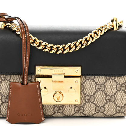Gucci GG Supreme Monogram Calfskin Small Padlock Shoulder Bag Beige Black Cuir 8 of 12