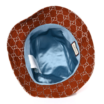 Gucci Canvas Lame GG Monogram Bucket Hat S Burnt Orange Silver 3 of 5