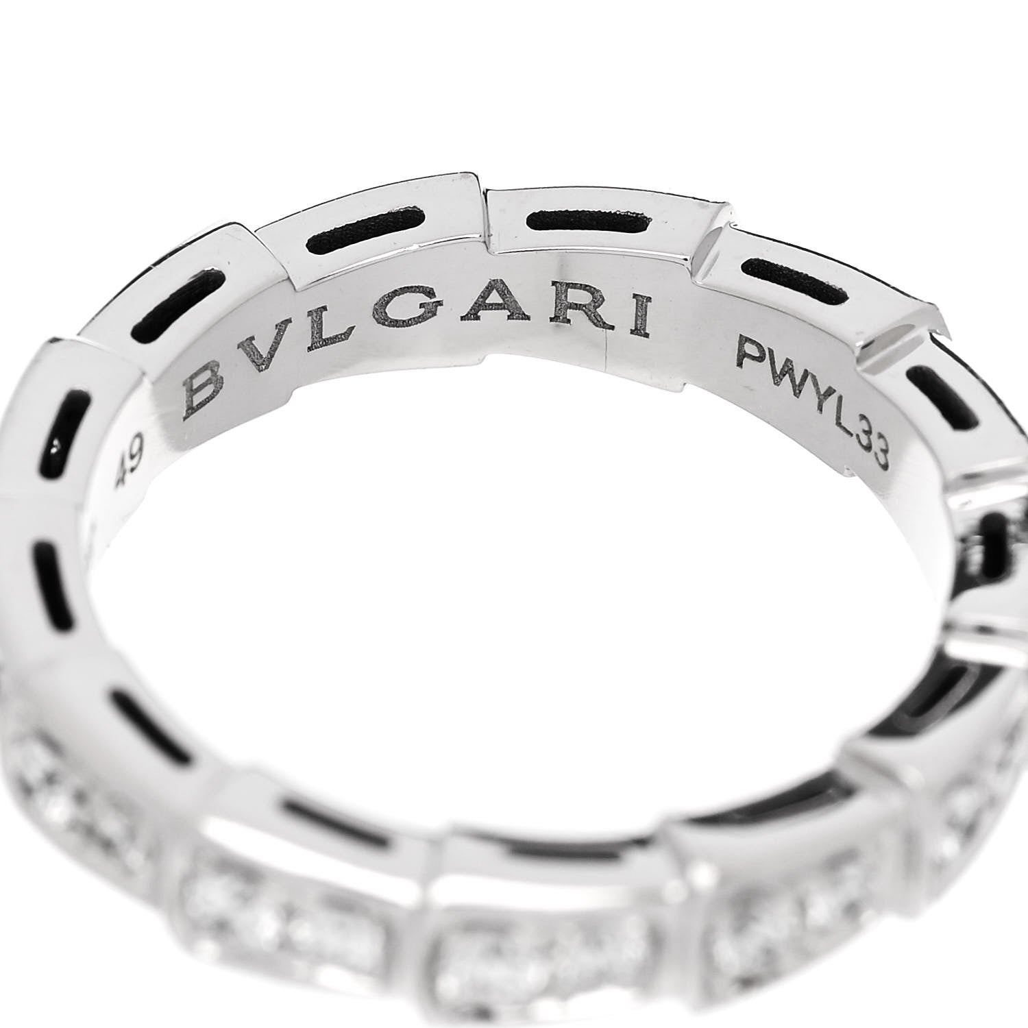 Bulgari 18K White Gold Diamond Serpenti Viper Band Ring 49 5 5 of 6