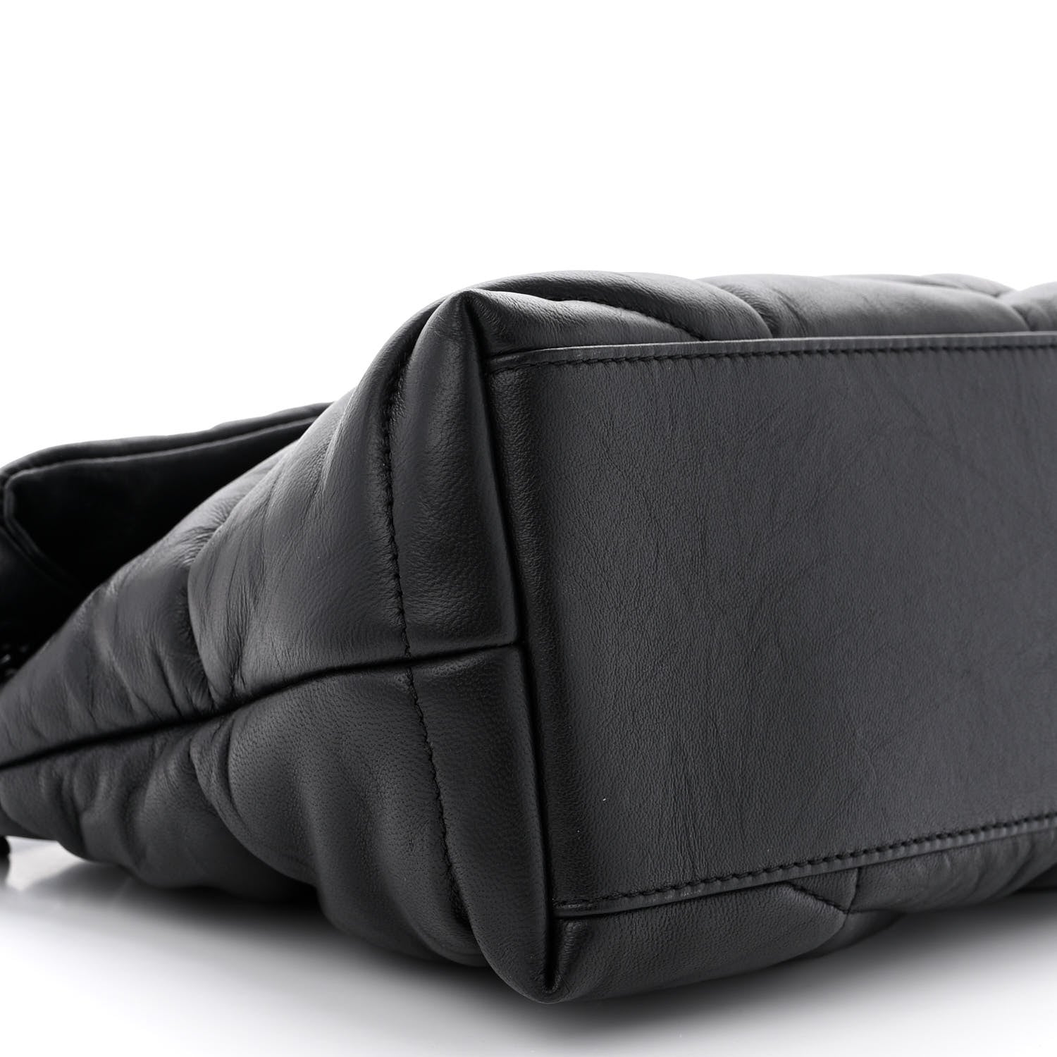Saint Laurent Lambskin Quilted Monogram Monochrome Small Loulou Puffer Chain Satchel Black 9 of 11
