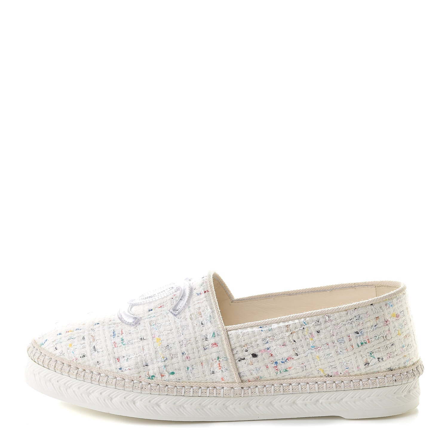 Chanel PVC Tweed CC Espadrilles 39 Ecru Blue Transparent 1 of 9