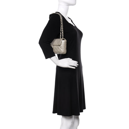 Chanel Metallic Lambskin Quilted East West Flap Silver 2 of 10
