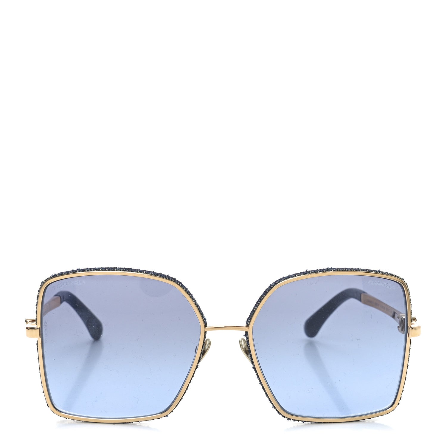 Chanel Metal Calfskin Denim Square Sunglasses 4288Q Blue Blue 2 of 7