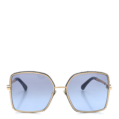 Chanel Metal Calfskin Denim Square Sunglasses 4288Q Blue Blue 2 of 7