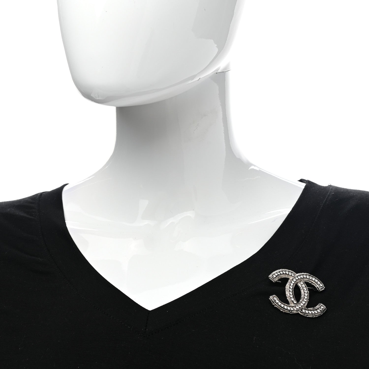 Chanel Crystal CC Brooch Silver 2 of 5