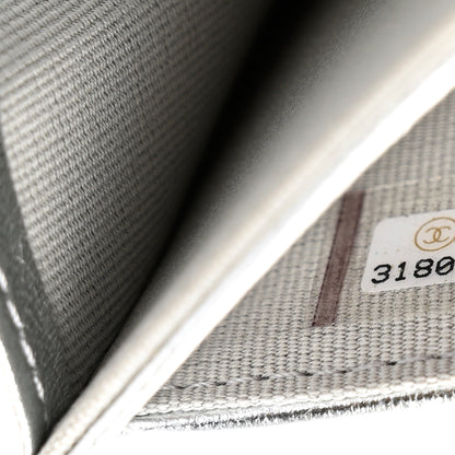 Chanel Metallic Goatskin Quilted Chanel 19 Flap Card Holder Silver 8 of 9