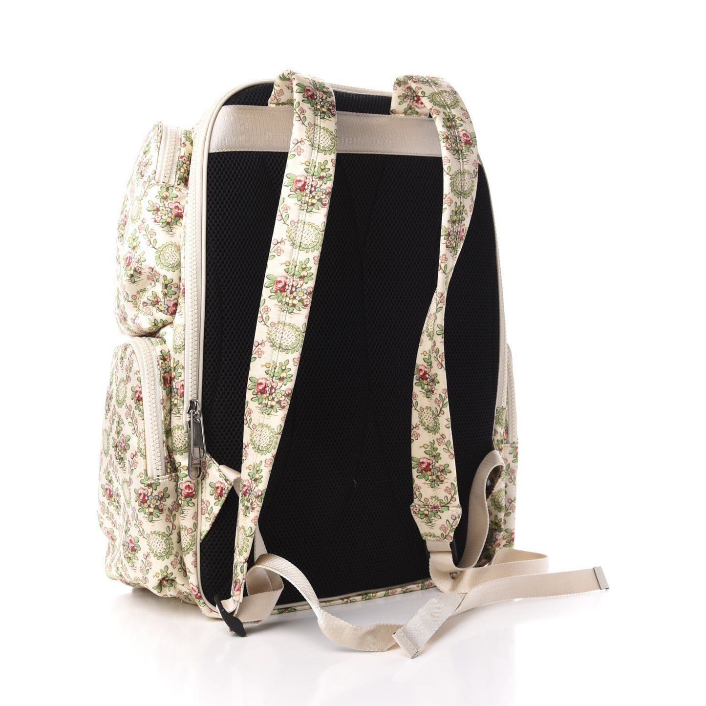 X MLB Satin Floral Print NY Yankees Patch Backpack Ivory Green