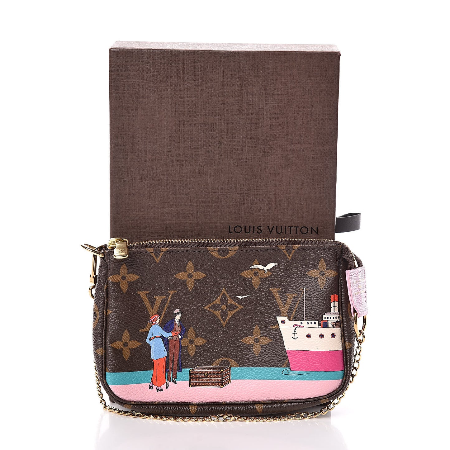 Monogram 2016 Christmas Animation Mini Pochette Accessories Rose Ballerine