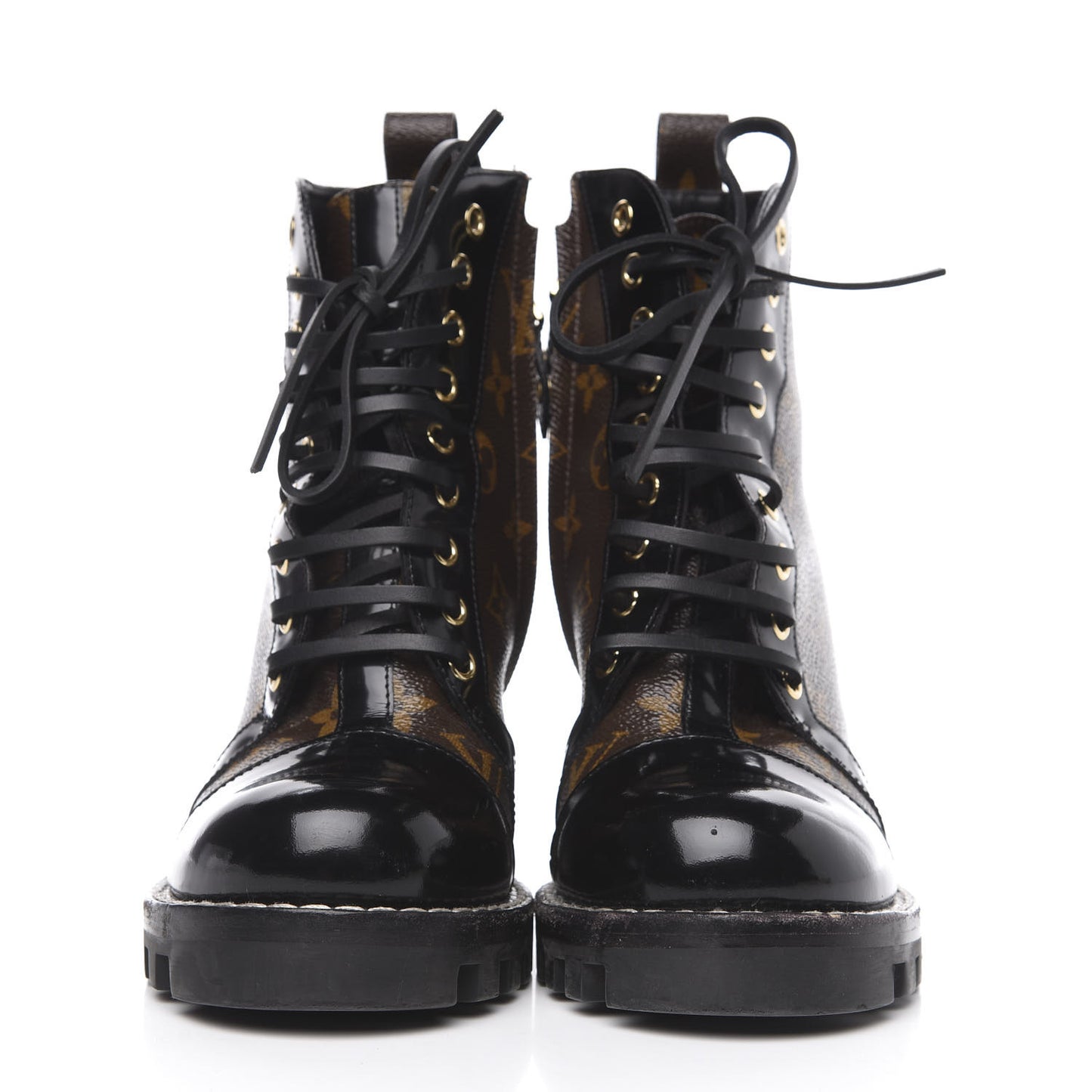 Patent Calfskin Monogram Star Trail Ankle Boots 37.5 Black