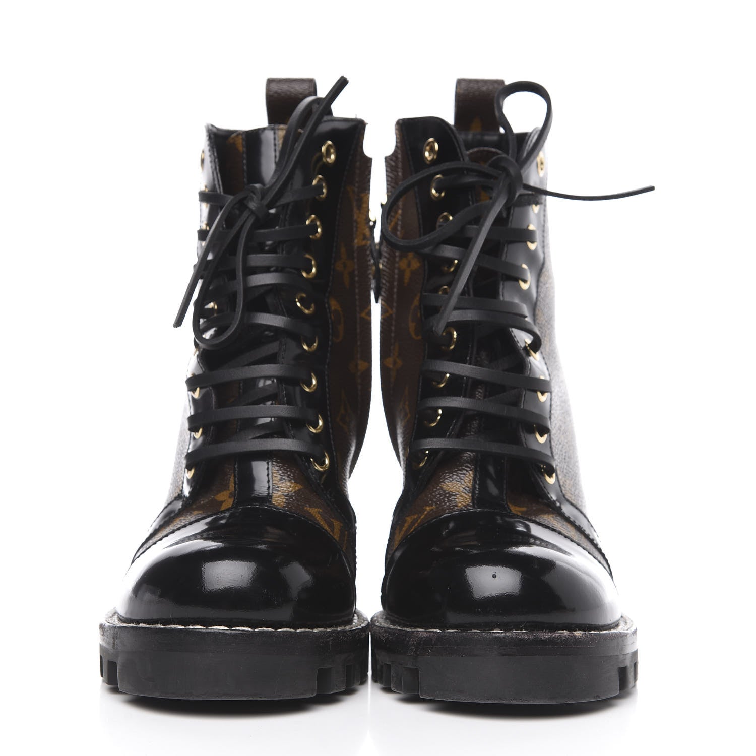 Louis Vuitton Patent Calfskin Monogram Star Trail Ankle Boots 37.5 Black 2 of 10