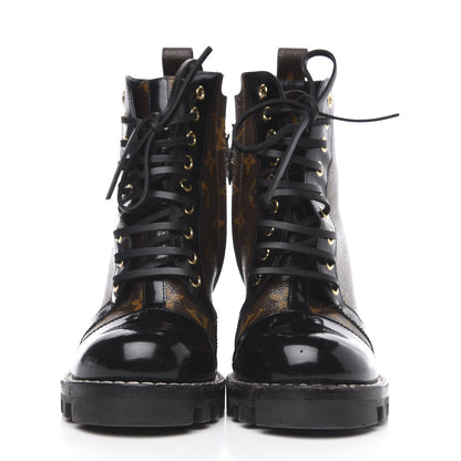 Louis Vuitton Patent Calfskin Monogram Star Trail Ankle Boots 37.5 Black 2 of 10