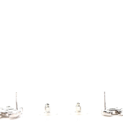 Chanel Baguette Crystal Double CC Earrings Silver 3 of 5