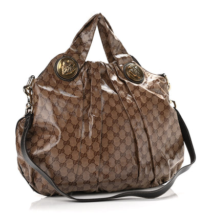 Gucci Crystal Monogram Medium Hysteria Tote Dark Brown 3 of 10