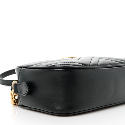 Gucci Calfskin Matelasse Small GG Marmont Chain Shoulder Bag Black 9 of 10