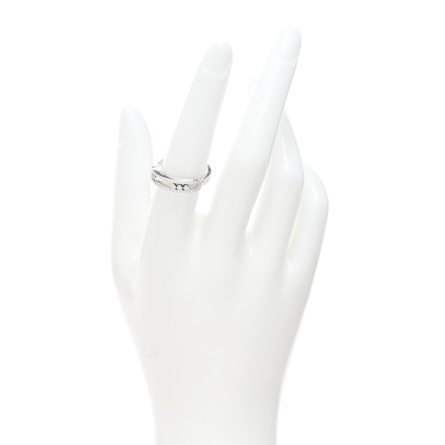 18K White Gold Diamond Baby Move Pave Ring 54 7