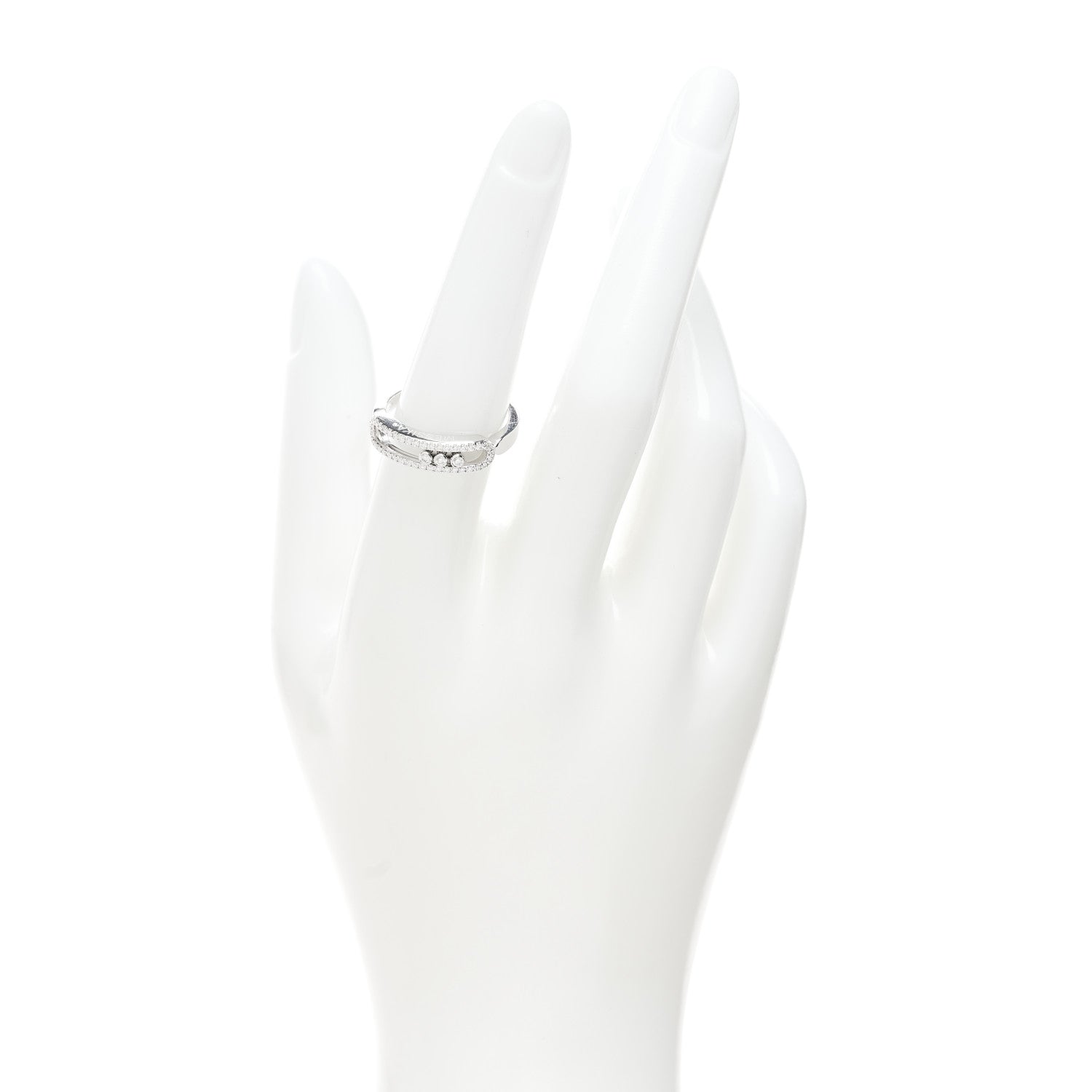 Messika 18K White Gold Diamond Baby Move Pave Ring 54 7 2 of 9