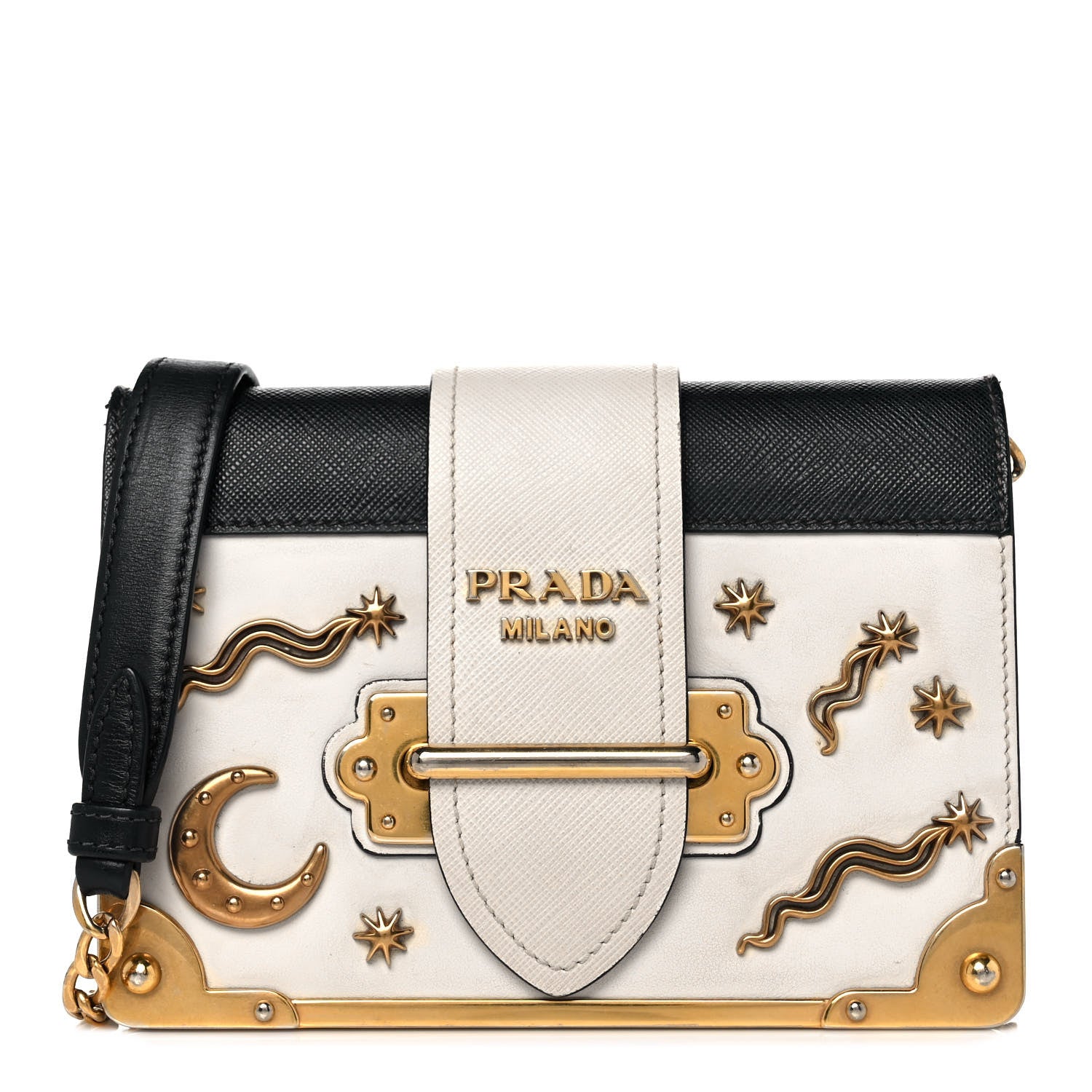 Prada City Calf Saffiano Astrology Cahier Bag Talco Black 1 of 7
