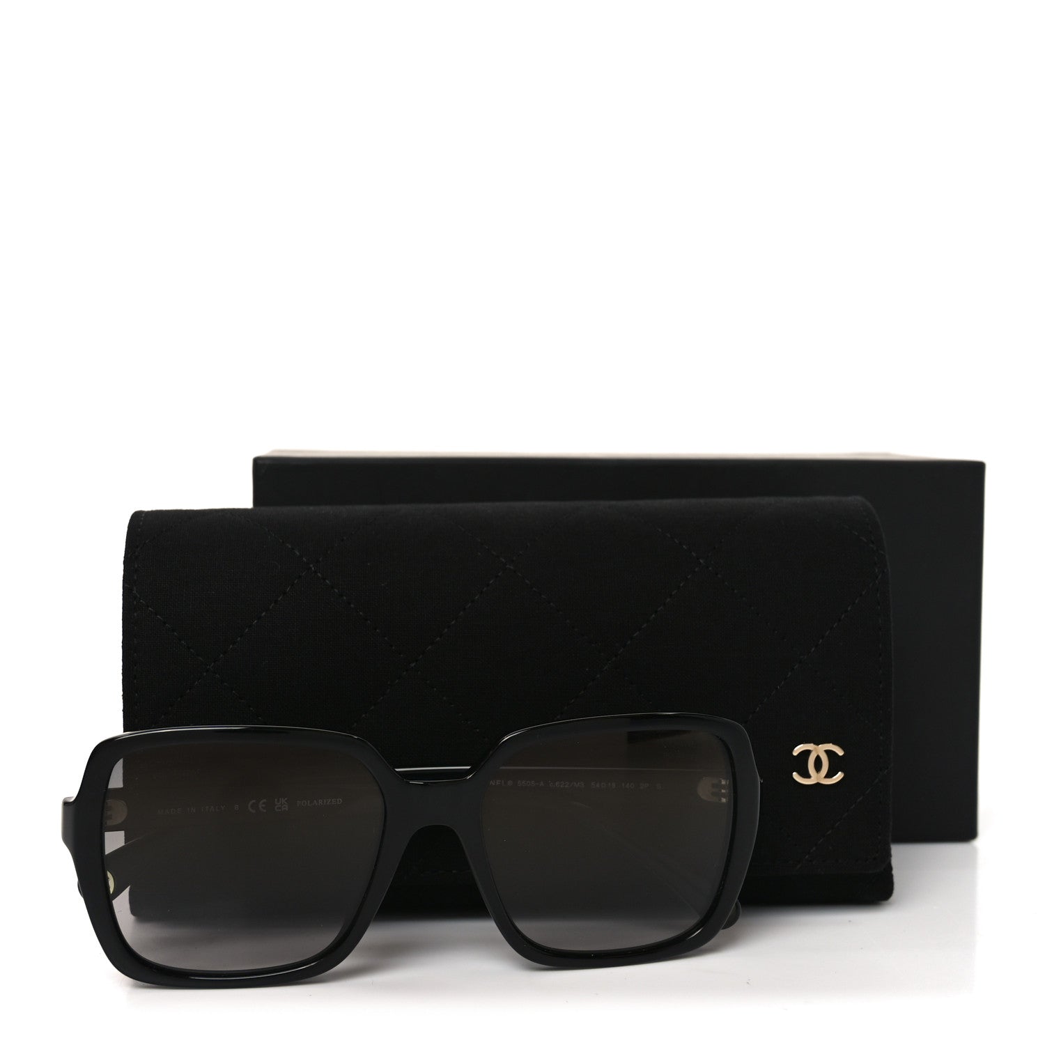 Chanel Acetate Polarized Square Sunglasses 5505-A Black 7 of 7