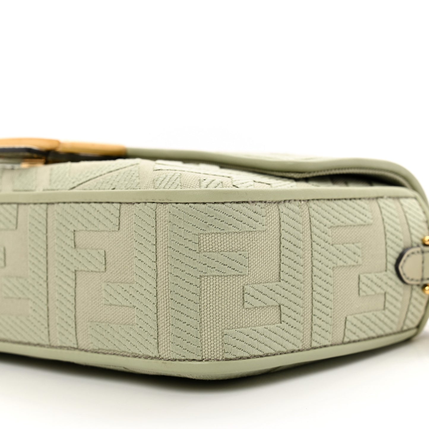 Canvas Vitello King FF Embroidered Baguette Green Tea