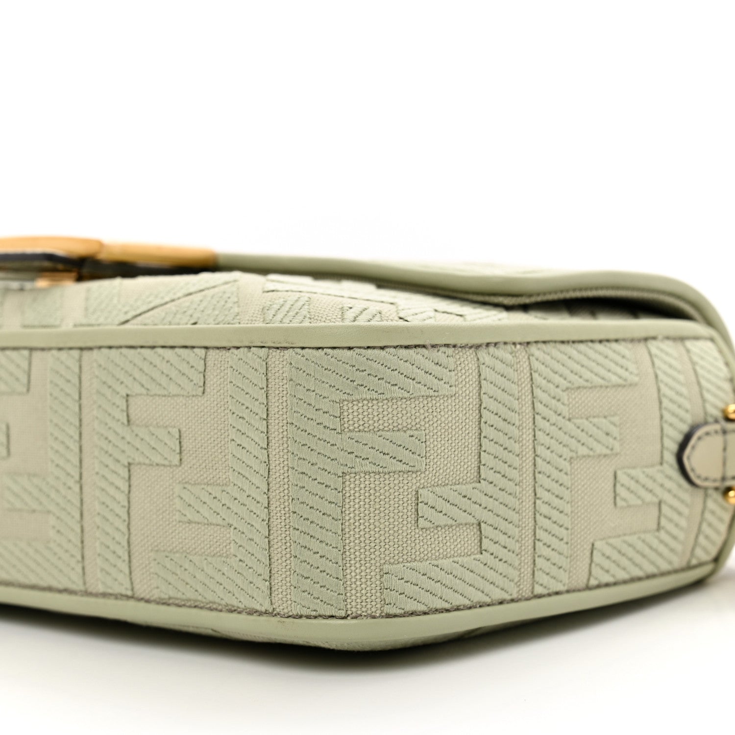 Fendi Canvas Vitello King FF Embroidered Baguette Green Tea 8 of 8