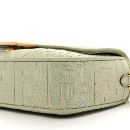 Fendi Canvas Vitello King FF Embroidered Baguette Green Tea 8 of 8