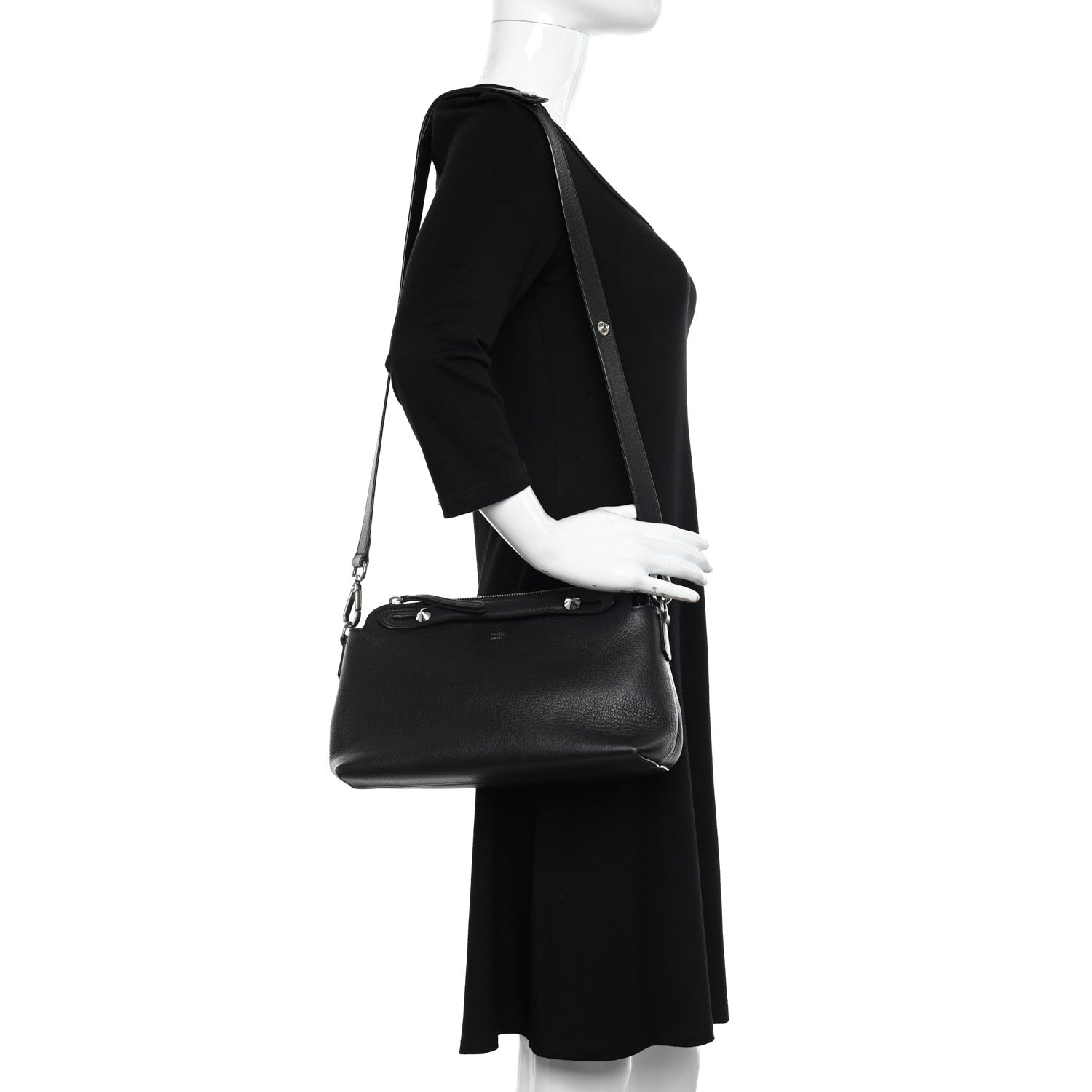 Fendi Vitello Dolce Marmol Medium By The Way Boston Bag Black 2 of 15