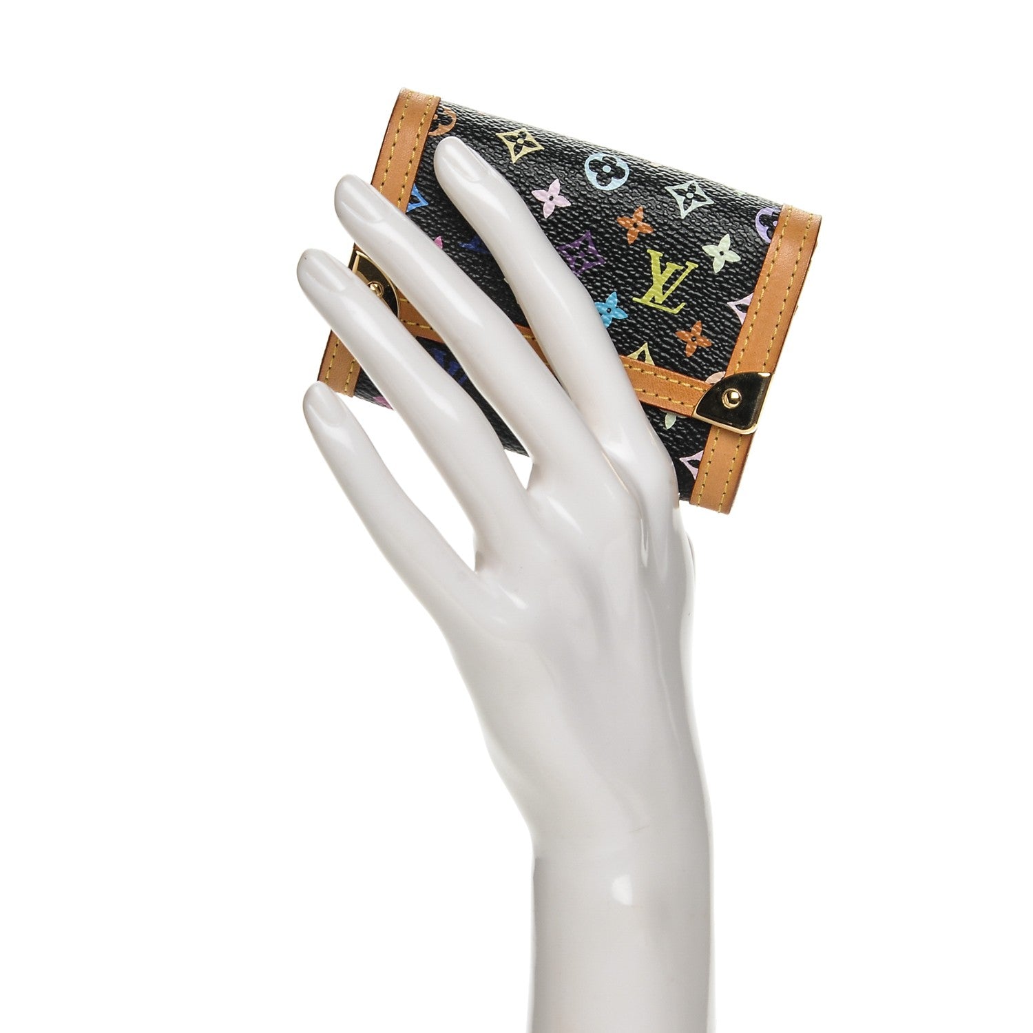 Louis Vuitton Monogram Multicolor Porte-Monnaie Plat Coin Purse Black 2 of 6