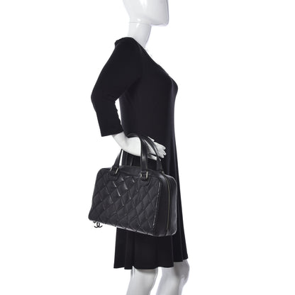 Chanel Calfskin Quilted Top Handle Bag Black 2 of 11