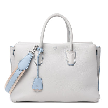 MCM Grained Calfskin Large Milla Tote Whisper Grey 1 of 17