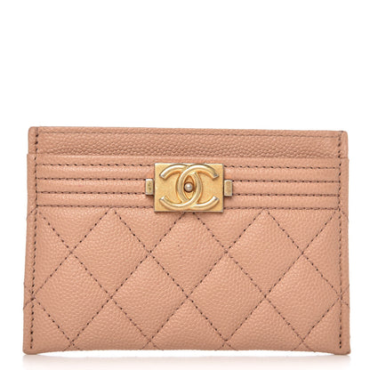 Chanel Caviar Quilted Boy Card Holder Beige 1 of 9