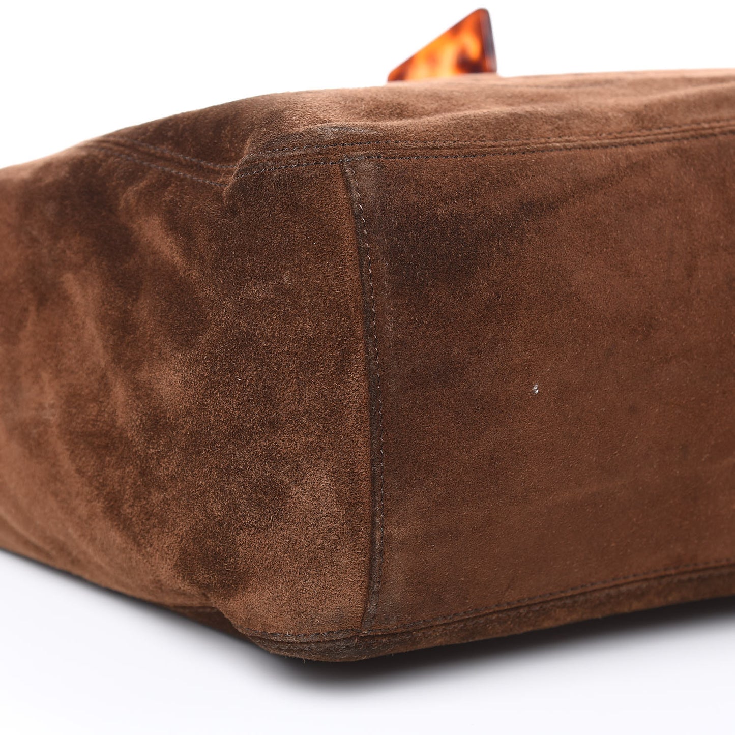 Suede Tortoise CC Drawstring Tote Brown