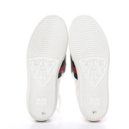 Gucci Calfskin Web Tiger Embroidered Womens Ace Sneakers 34.5 White 5 of 8