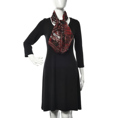 Alexander McQueen Silk Plaid Skull Print Scarf Red 2 of 4