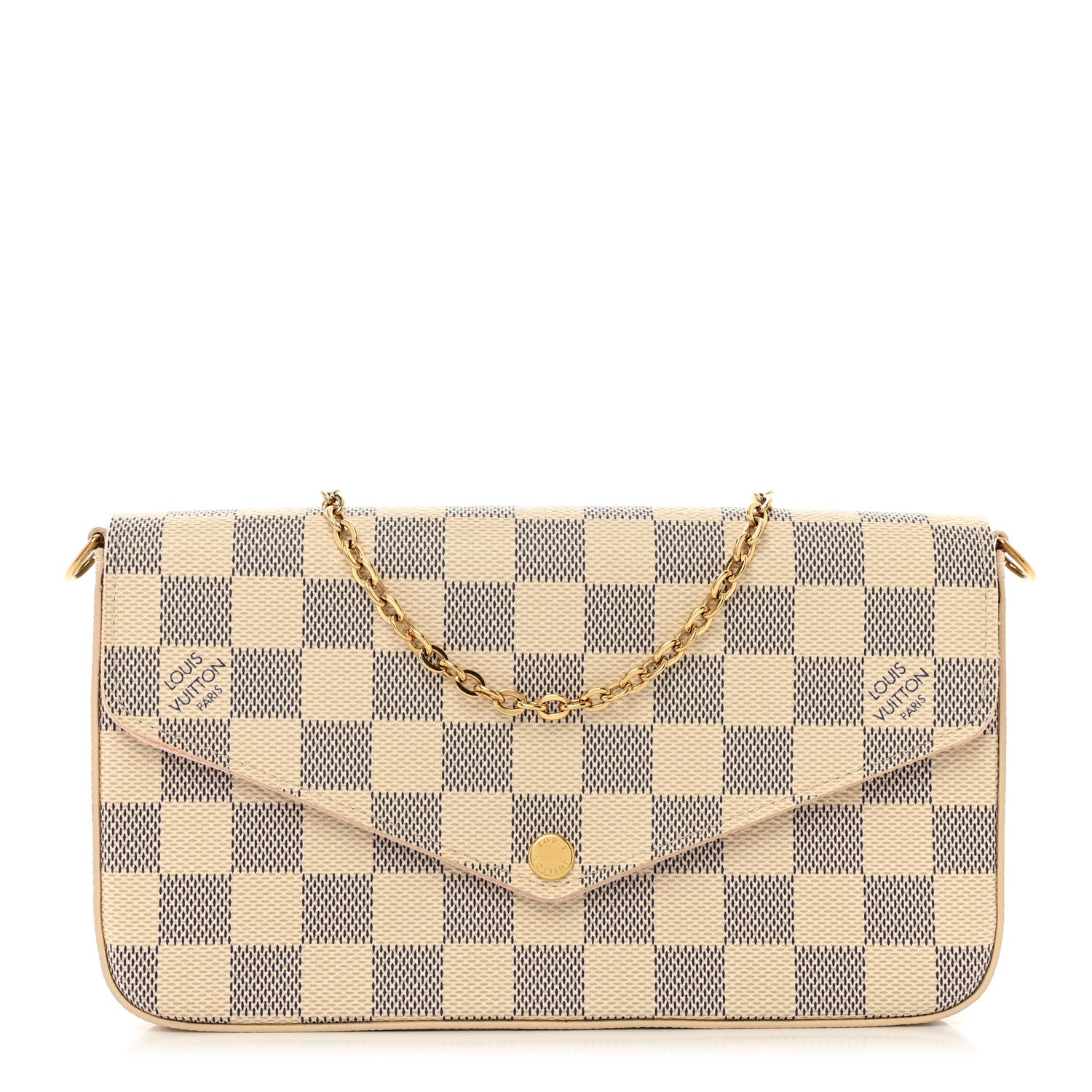 Louis Vuitton Damier Azur Pochette Felicie Chain Wallet Rose Ballerine 2 of 10