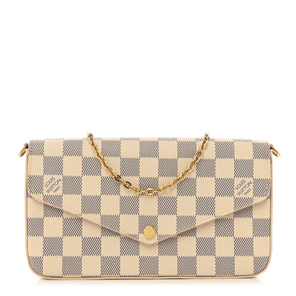 Louis Vuitton Damier Azur Pochette Felicie Chain Wallet Rose Ballerine 2 of 10