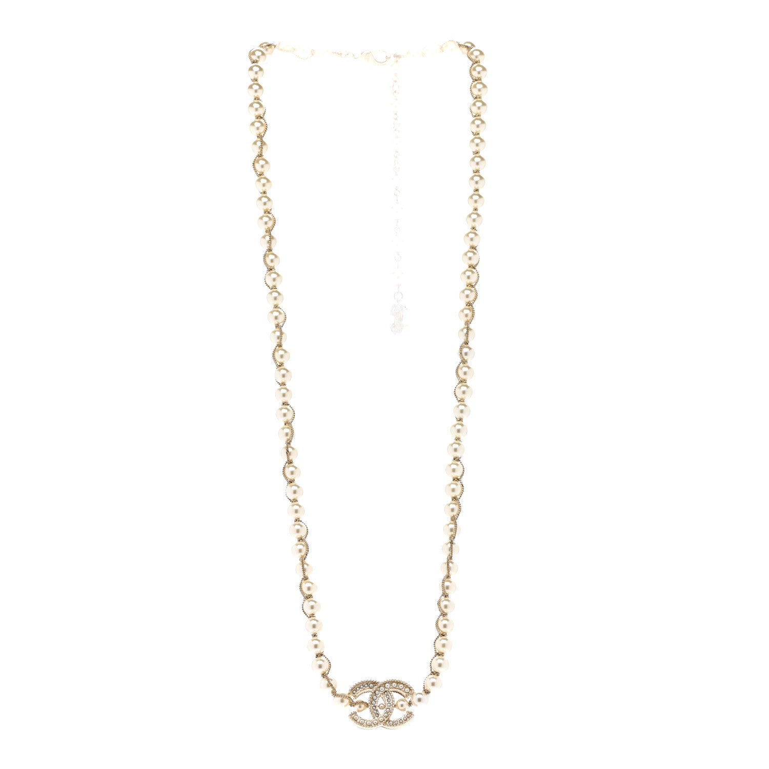 Chanel Metal Pearl Chain CC Long Necklace Gold 3 of 7