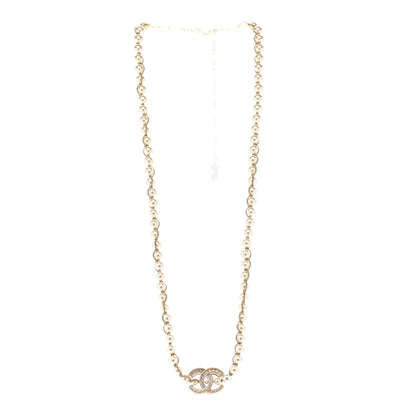 Chanel Metal Pearl Chain CC Long Necklace Gold 3 of 7