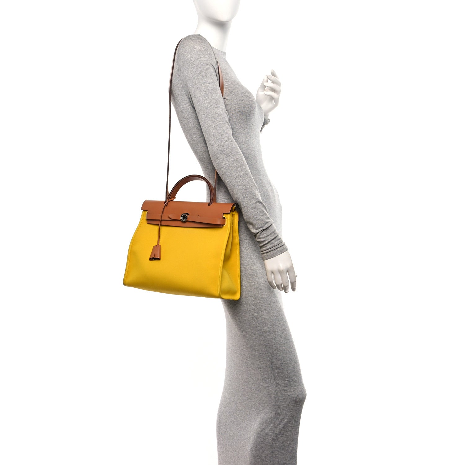 Hermes Vache Hunter Toile Herbag Zip 31 PM Lime Naturel 2 of 10