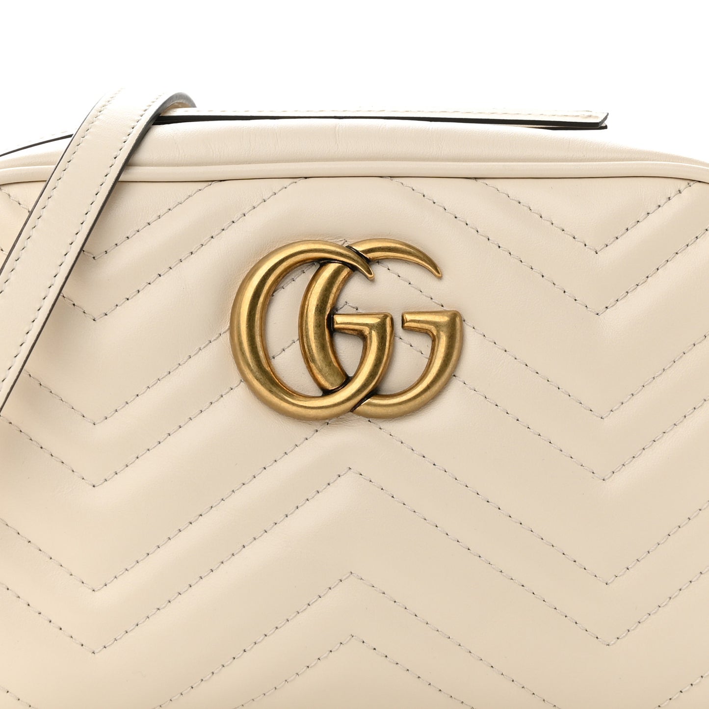 Calfskin Matelasse Small GG Marmont Chain Shoulder Bag White