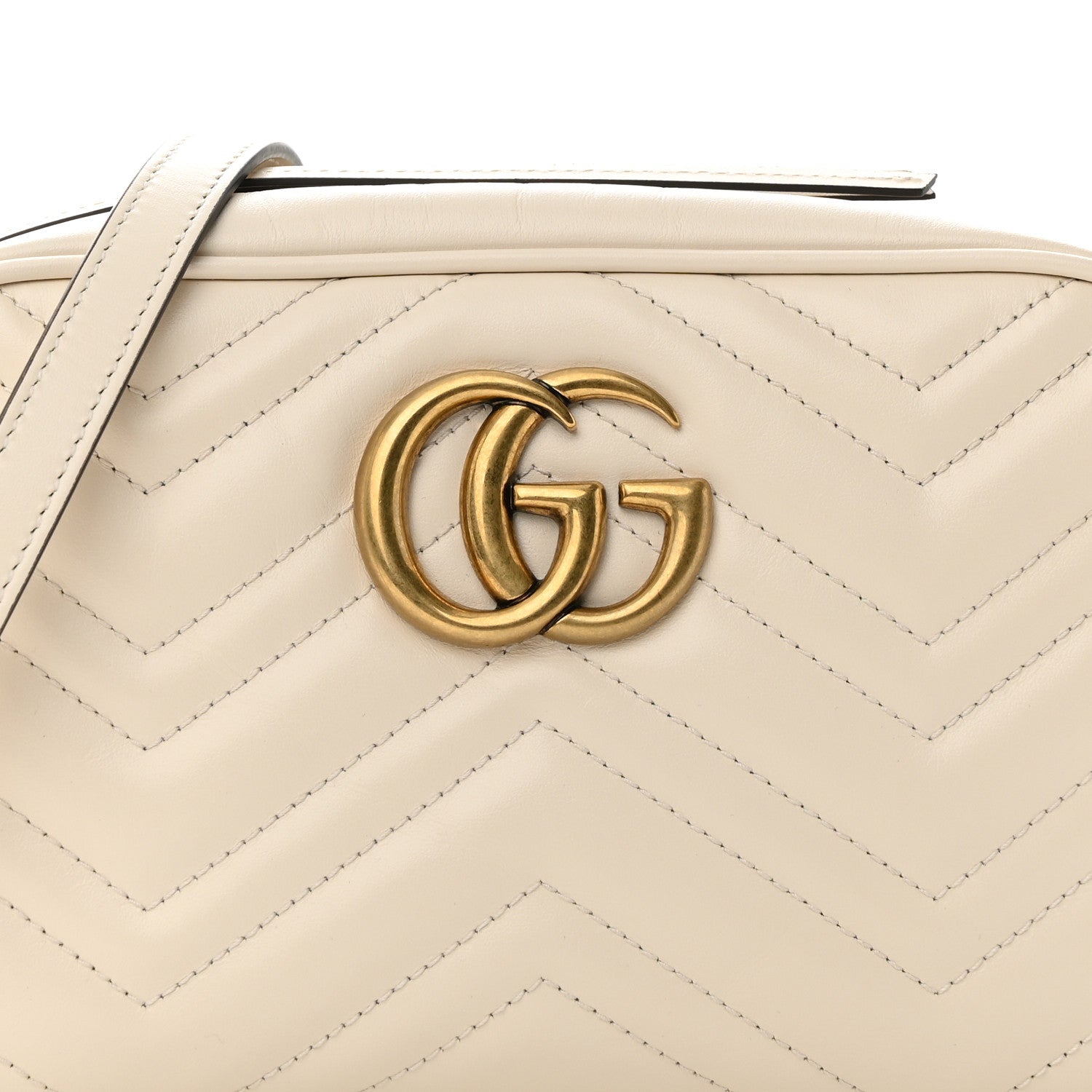 Gucci Calfskin Matelasse Small GG Marmont Chain Shoulder Bag White 8 of 10