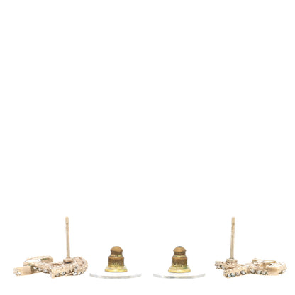 Chanel Crystal Timeless CC Earrings Light Gold 3 of 4