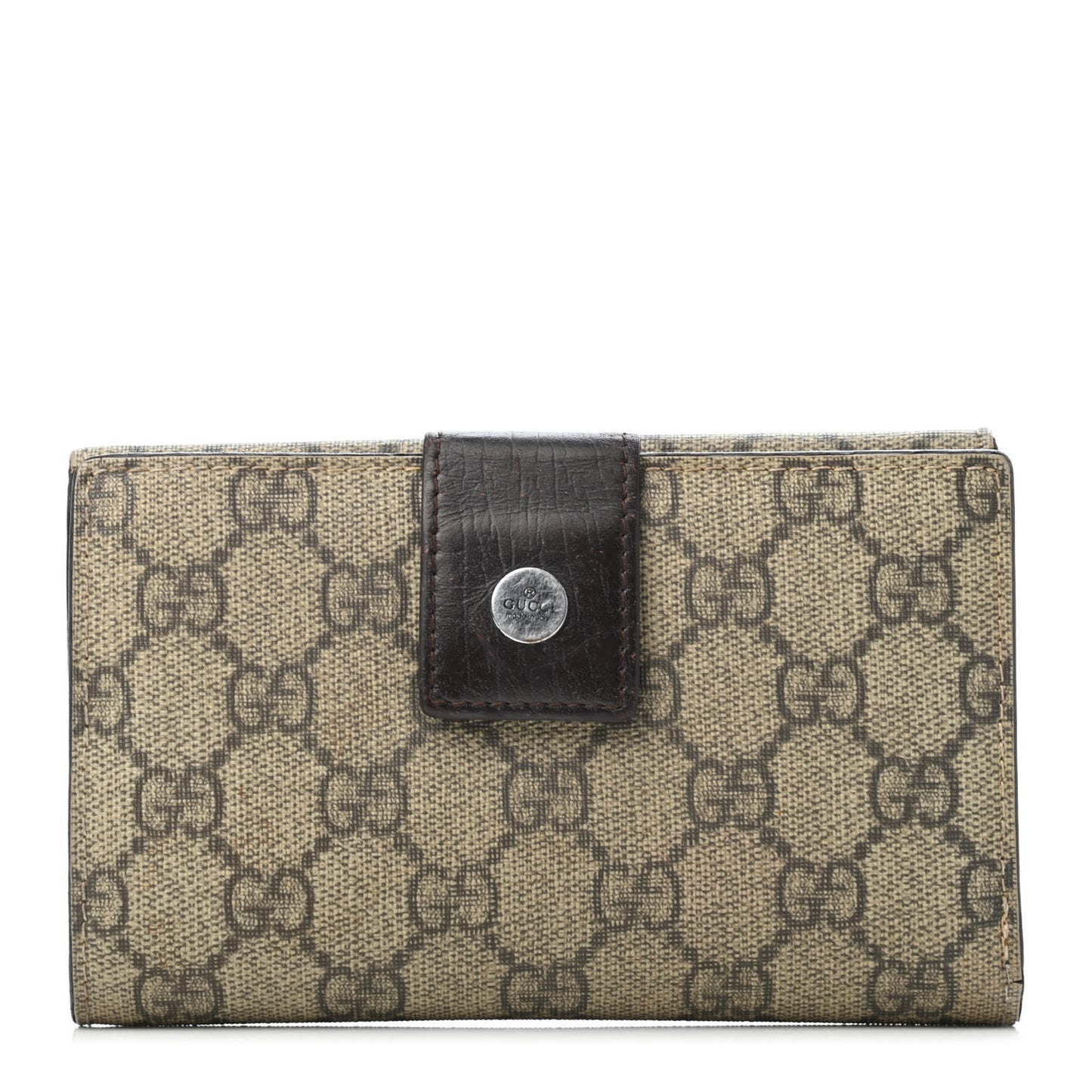GG Supreme Monogram Continental Flap Wallet Dark Brown