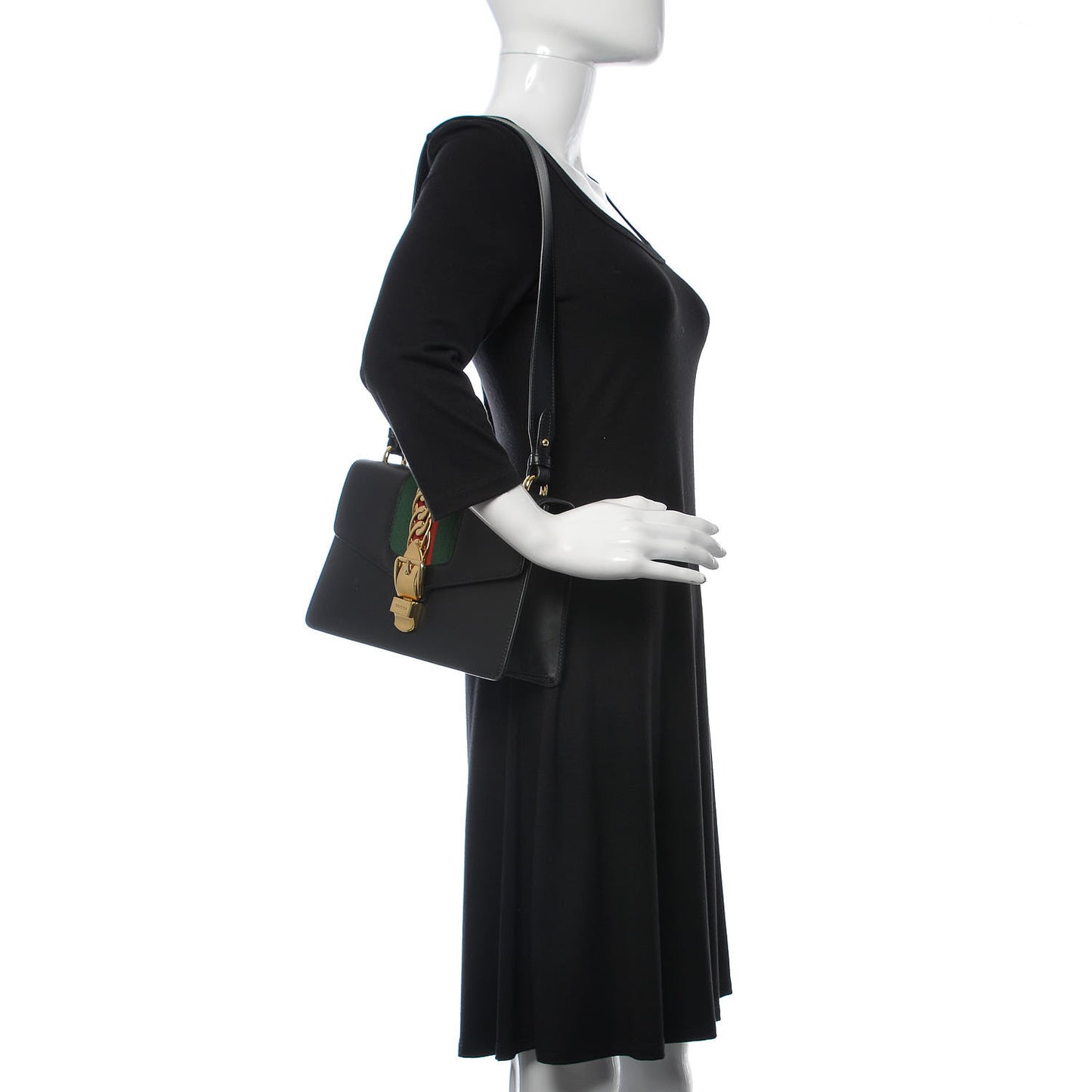 Calfskin Small Sylvie Shoulder Bag Black