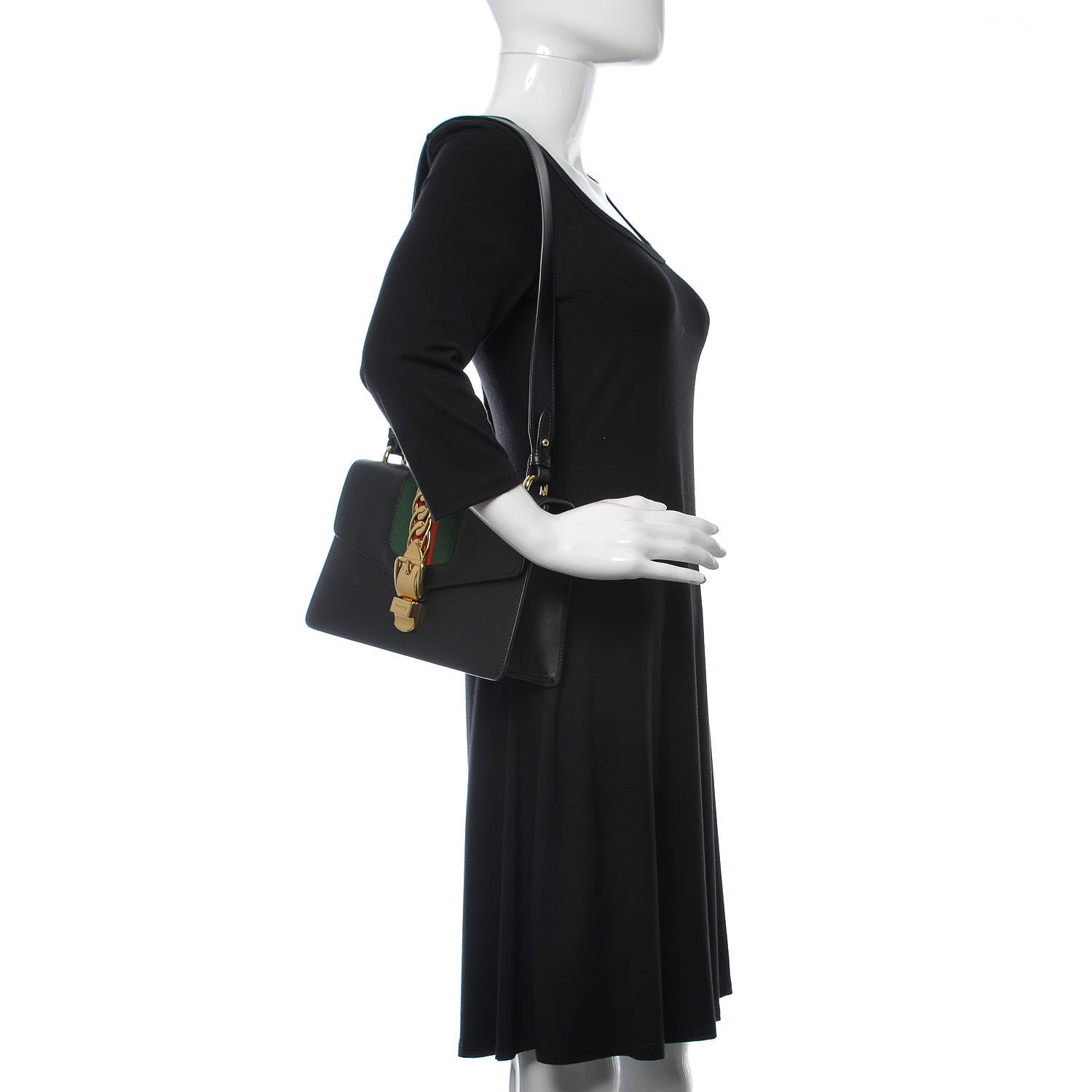 Gucci Calfskin Small Sylvie Shoulder Bag Black 3 of 15