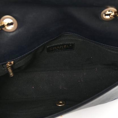 Chanel Calfskin Quilted Medium Graphic Flap Blue Black 6 of 11