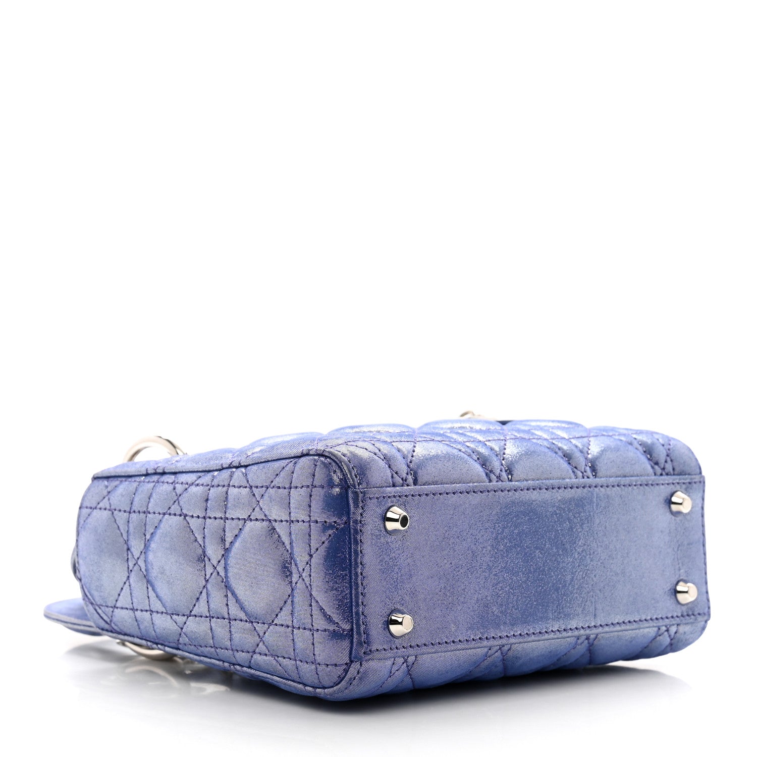 Christian Dior Metallic Lambskin Cannage Mini Lady Dior Dew Bleu 4 of 9