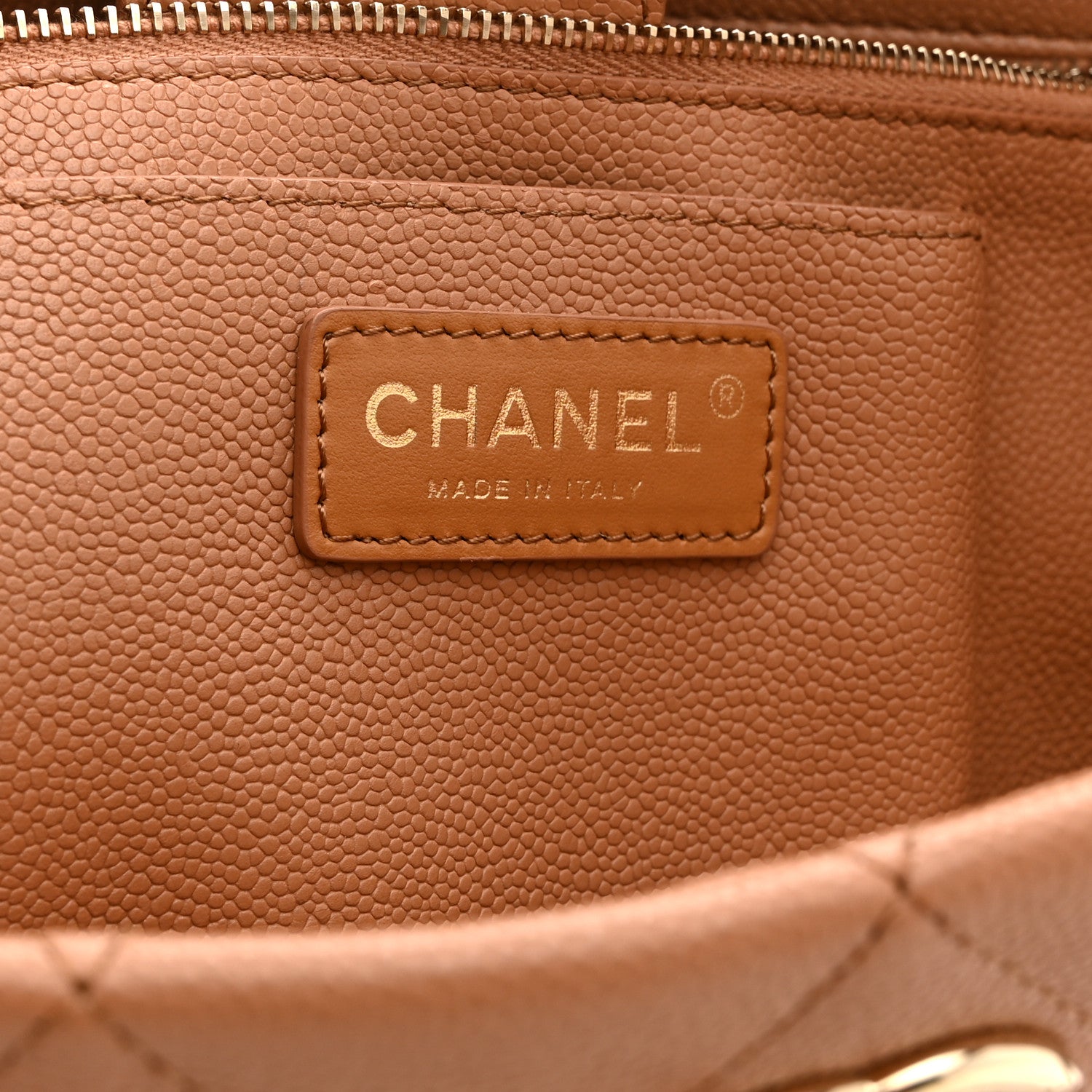 Chanel Caviar Quilted Small Shopping Tote Dark Beige 7 of 12