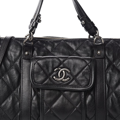 Chanel Calfskin Quilted Small Casual Riviera Bowling Bag Black 11 of 12
