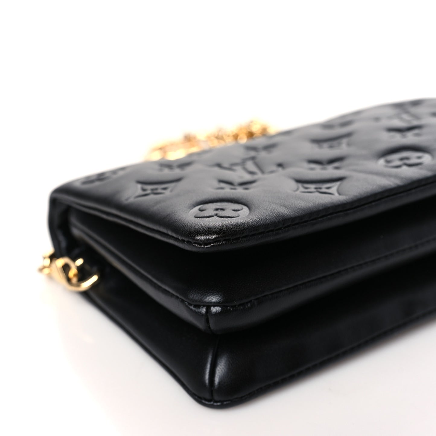 Lambskin Embossed Monogram Pochette Coussin Black