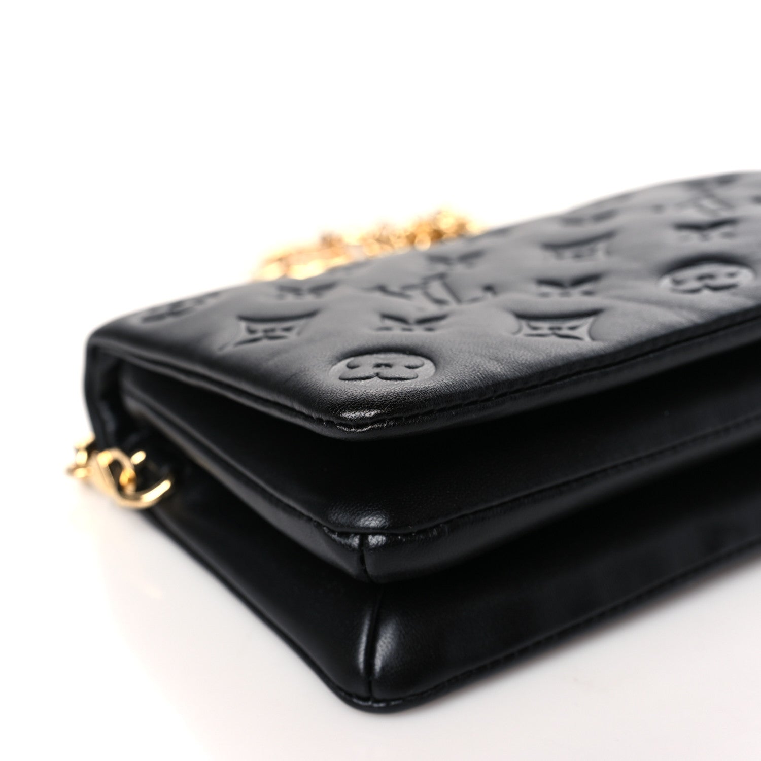 Louis Vuitton Lambskin Embossed Monogram Pochette Coussin Black 7 of 8
